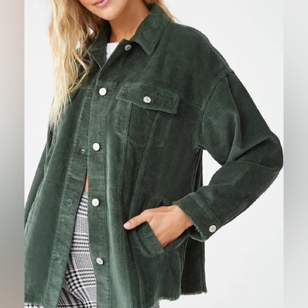 Frayed Corduroy Green Jacket